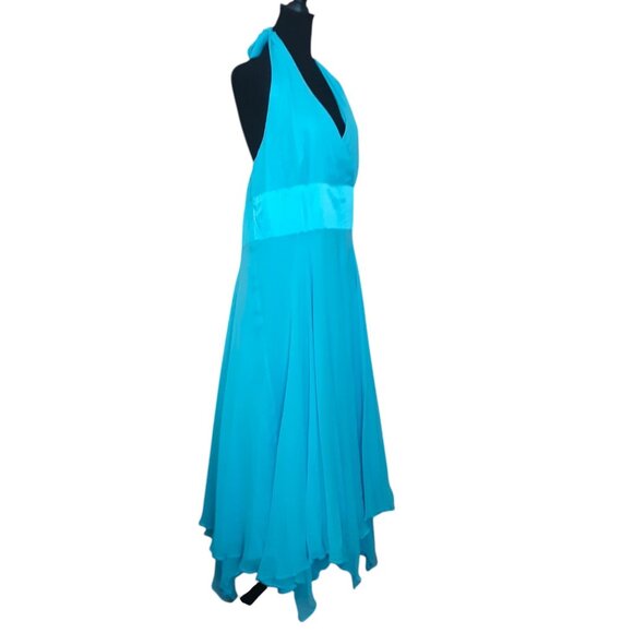 Donna Ricco Y2K VTG Silk Chiffon Maxi Halter Dress Flowy Fairy Romantic Size 16 - Picture 8 of 16